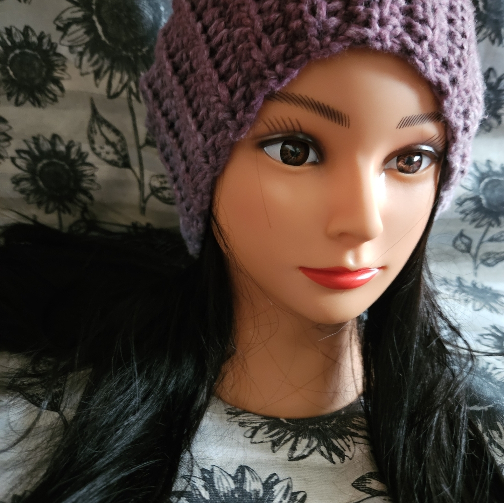 Purple Crochet Handmade Beanie Hat - Picture 8 of 12